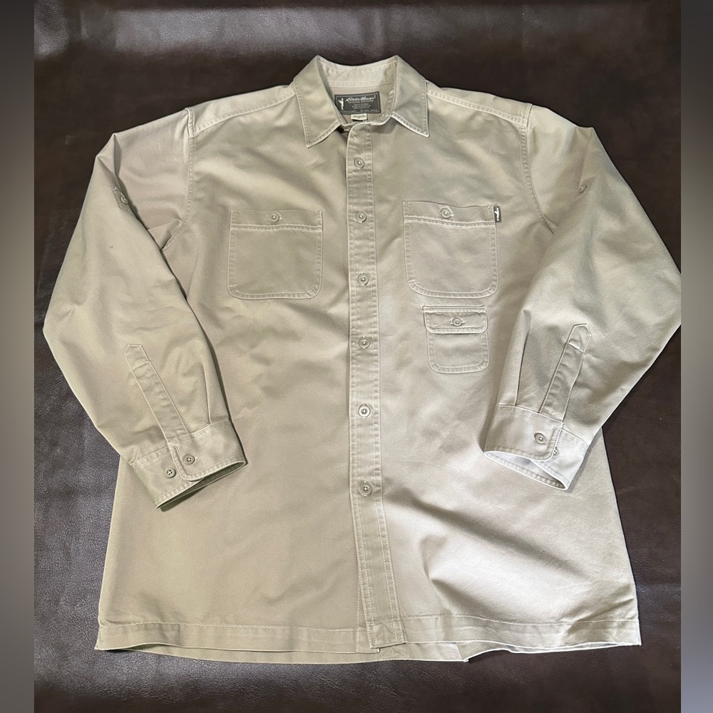 Eddie Bauer Denim Outdoor Outfitter Cotton Shirt Jacket M Tan Welder Work